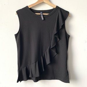 Design lab black ruffle sleeveless tank top M